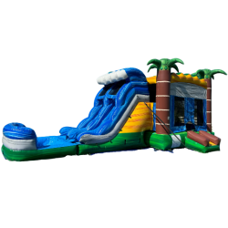 Tropical Wave XL Bounce House with Double Lane Slide (Wet or