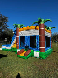 tr2 1739498793 Tropical Wave XL Bounce House with Double Lane Slide (Wet or