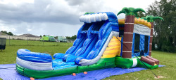 tr3 1739498794 Tropical Wave XL Bounce House with Double Lane Slide (Wet or